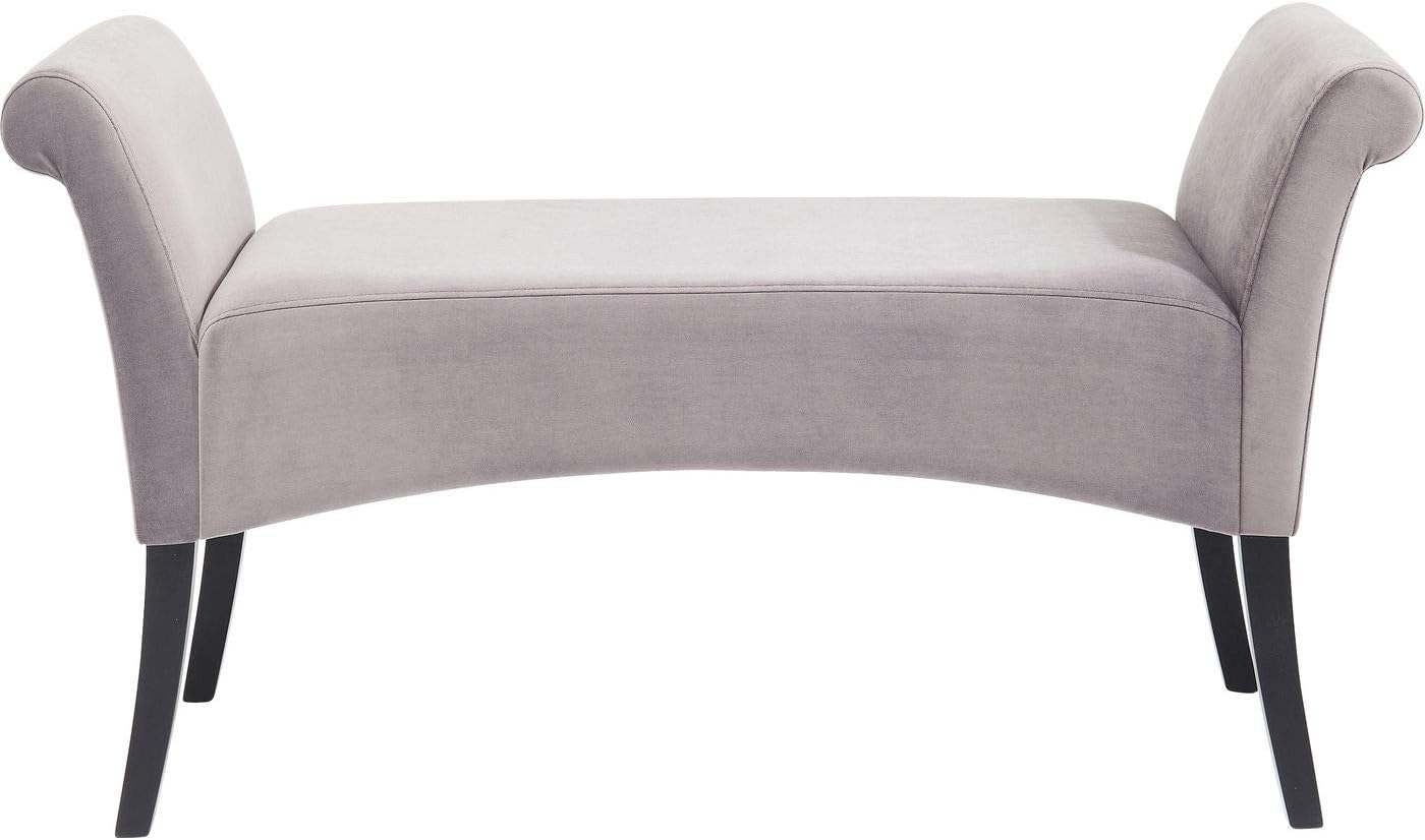 panca imbottita Motley, grigio, 61x40x108cm, altezza seduta 48cm, velluto, legno massello, stanza da letto, soggiorno, cabina armadio, corridoio, stile shabby chic/romantico