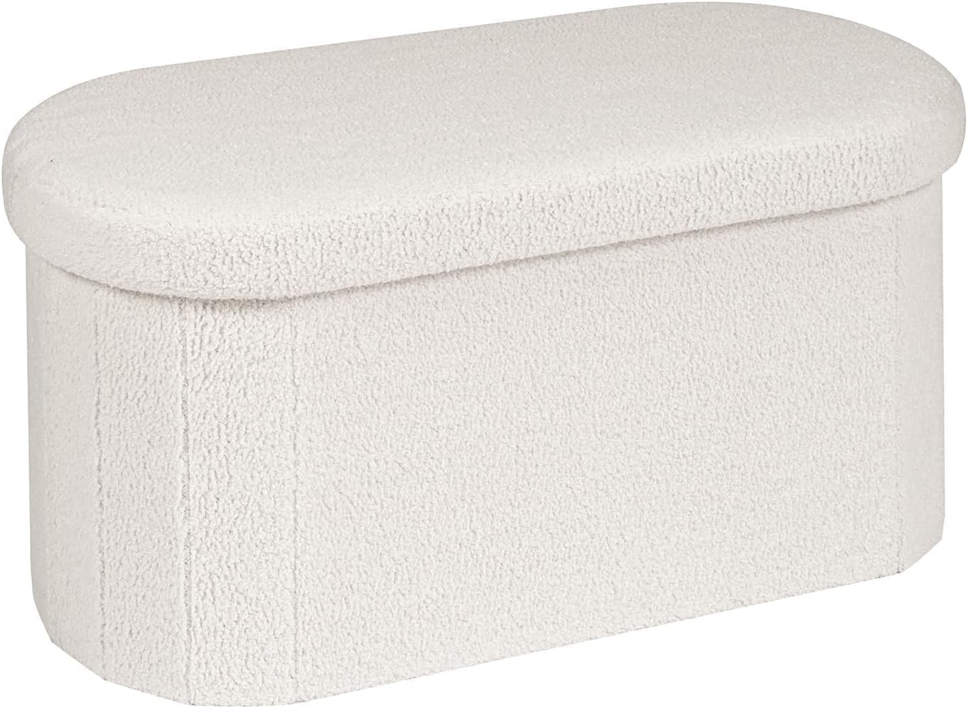 portaoggetti ottomana pieghevole, sgabello ottomano Boucle, panca portaoggetti di fine letto, poggiapiedi per soggiorno, camera da letto, 76x38x38cm, bianco