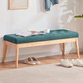 in Tessuto con Struttura Legno, Cassapanca Pouf Camera da Letto, Ingresso, Ufficio, Cameretta, Soggiorno, Salotto, Panchina Ottomana Imbottitura Alta Densità (Verde)