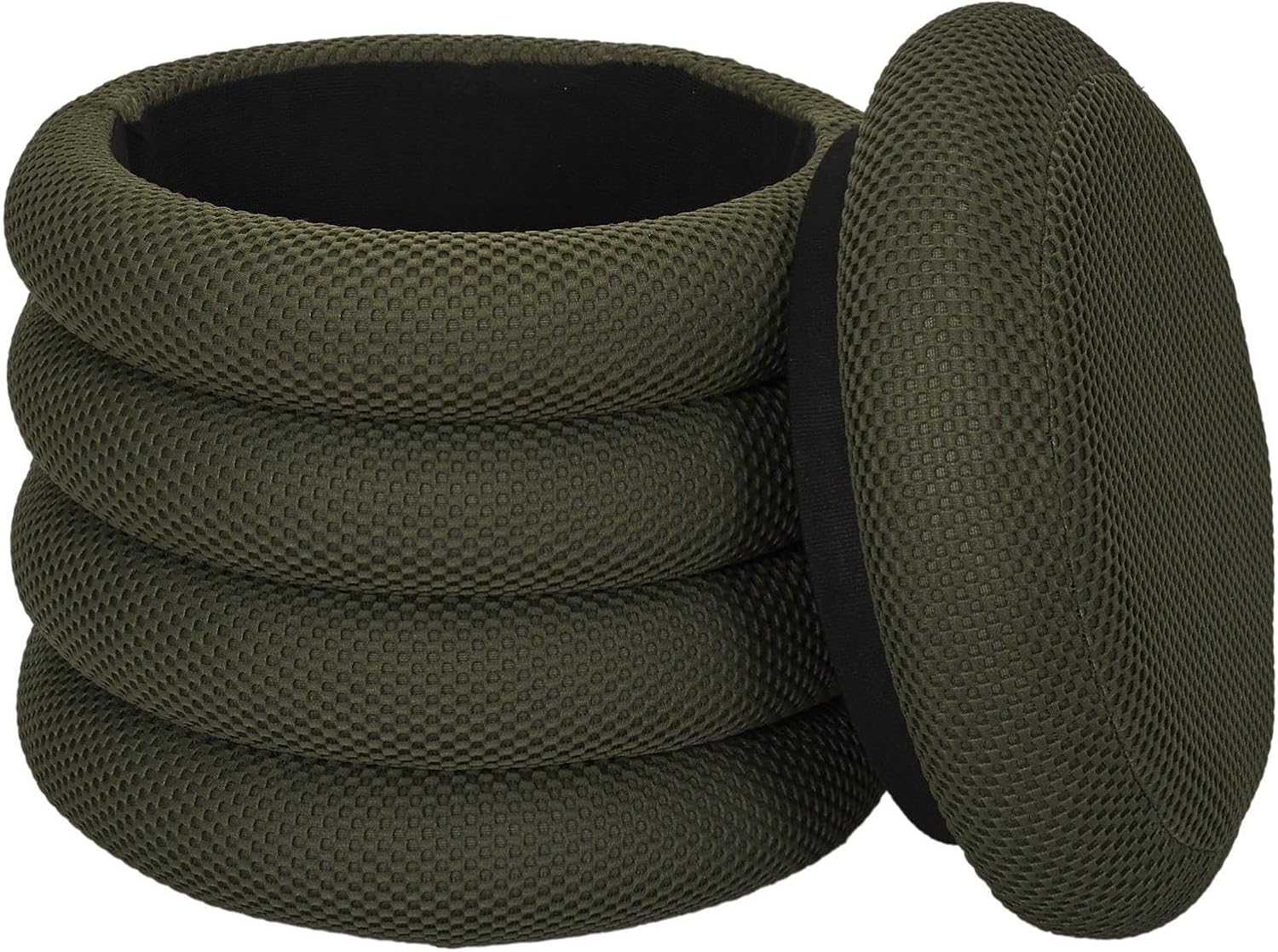 Factory, HD0427, Pouf portaoggetti Atom Khaki - Design Elegante e Pratico, Ideale per Soggiorno o Camera da Letto, Comfort ottimale, Versatile - Dimensioni 37x42x37 cm, Kaki