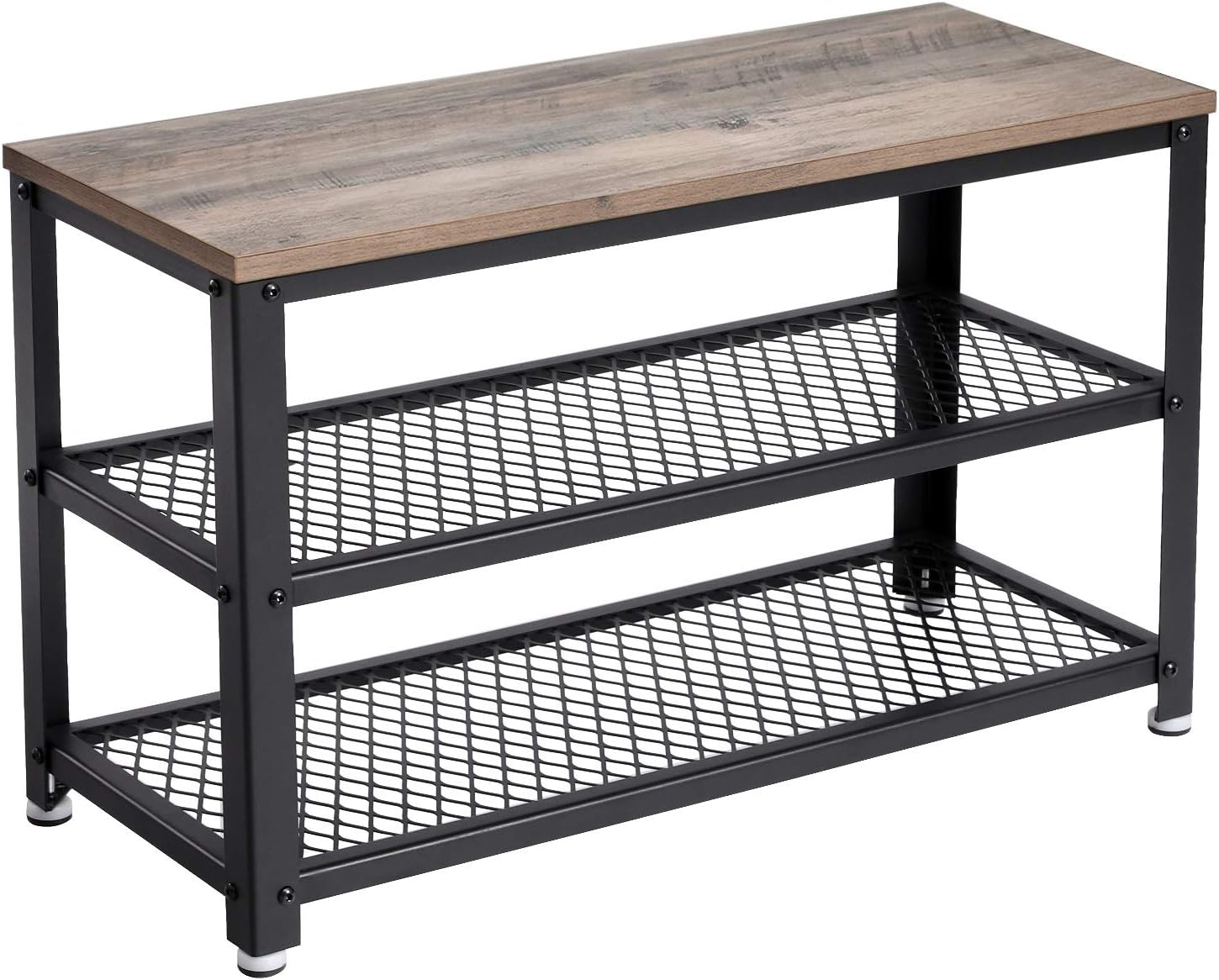 per Scarpe, Scaffale a 2 livelli, Organizzatore per Scarpe, 73 x 30 x 45 cm, per Ingresso, Soggiorno, Telaio in Acciaio, Stile Industriale, Gres e Nero LBS73MB