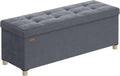 Contenitore, Cassapanca Pieghevole, 38 x 110 x 40 cm, Sgabello Poggiapiedi, 112 L, Superficie in Velluto, per Camera da Letto Soggiorno, Grigio Ardesia LSF0518G02