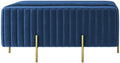 in Velluto, Moderno poggiapiedi ottomano Imbottito Sgabello Sedile Extra con Gambe Dorate Soggiorno Arredamento Camera da Letto-Blu Reale 90x45x42cm (35x18x17 Pollici)