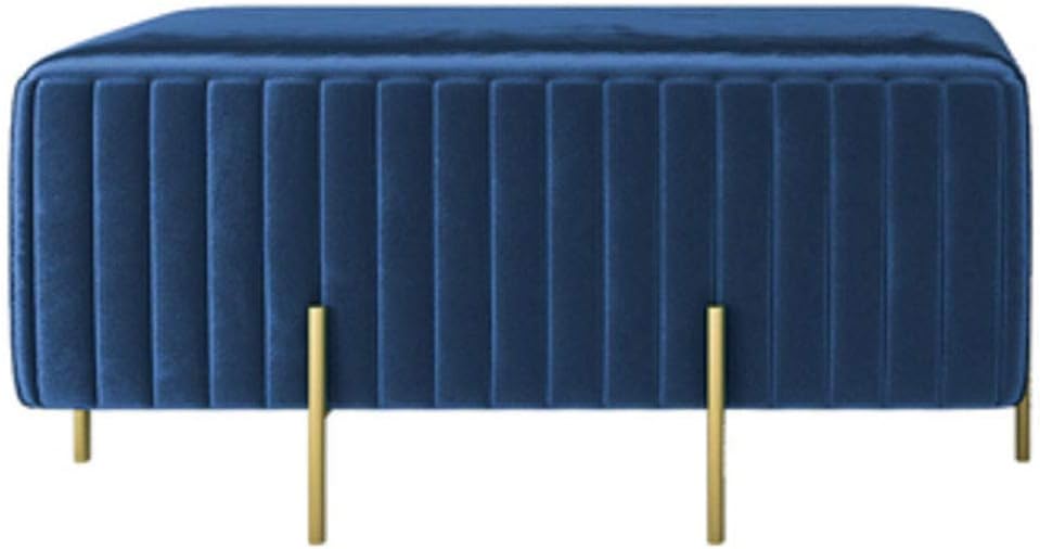 in Velluto, Moderno poggiapiedi ottomano Imbottito Sgabello Sedile Extra con Gambe Dorate Soggiorno Arredamento Camera da Letto-Blu Reale 90x45x42cm (35x18x17 Pollici)